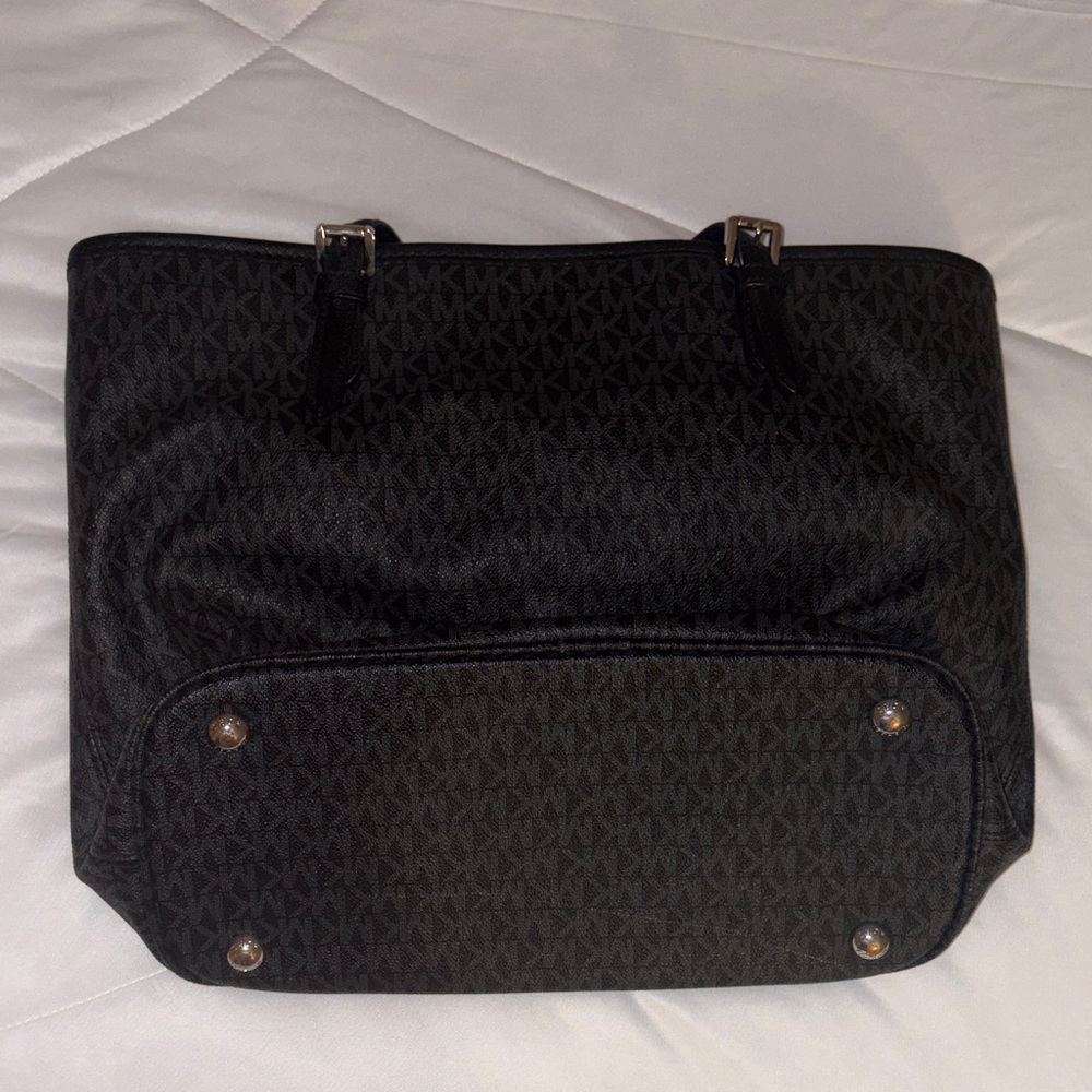 Michael Kors Black Signature Logo Tote with MK Charm - Picture 3 of 5